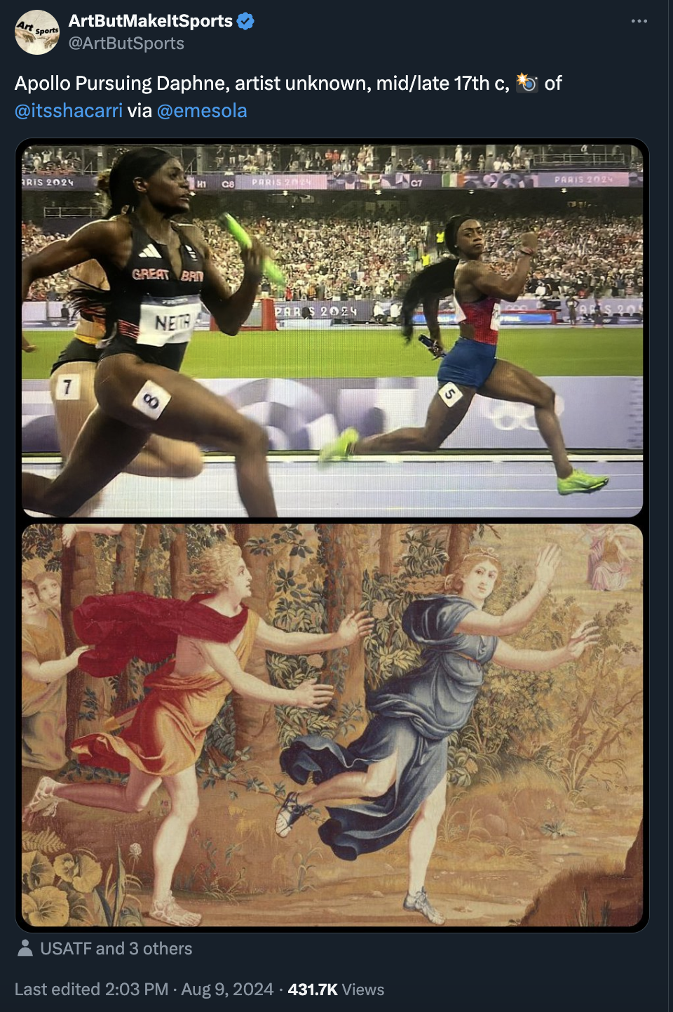 sha carri richardson stare down - ArtButMakeltSports Apollo Pursuing Daphne, artist unknown, midlate 17th c, of via Ne Usatf and 3 others Last edited Views